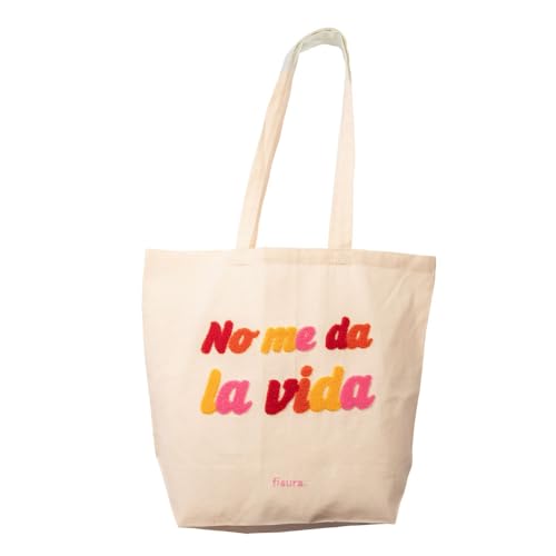 Fisura Tote bag de algodón con mensaje en borreguillo ?no me da