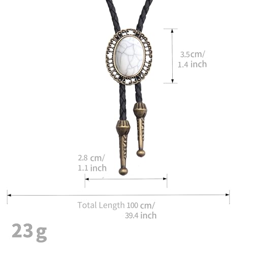 Image of AZORA Western Cowboy Bolo Tie Men Leather Necktie Leather Cord Turquoise Stone Bolo Ties for Men Women