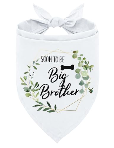 Cgvovgr Funny Big Brother Dog Bandana - White Triangle Scarf for Gender Reveal & Pregnancy Announcement, Adorable Pet Bandana for Soon-to-Be Big Brother Dogs