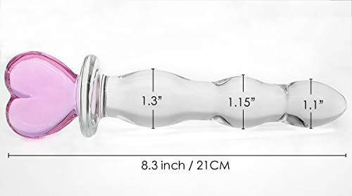 Crystal Glass Pleasure Wand Dildo Penis - AKStore - Heart of Glass, Pink - Image 4