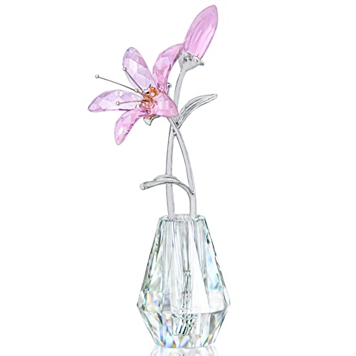 Kristall Calla Lilien Blumenstatuen Kollektion, rosa Blumen mit silbernen Metallstielen und Kristallvase, geeignet für die Dekoration von Hochzeitsfeiern zu Hause