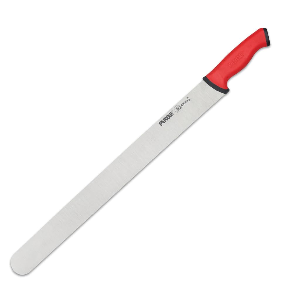 Pirge Duo 50 cm czerwony nóż doner, najostrzejsze długie ostrze do mięsa, grillowania i krojenia, profesjonalna stal nierdzewna, ergonomiczny uchwyt