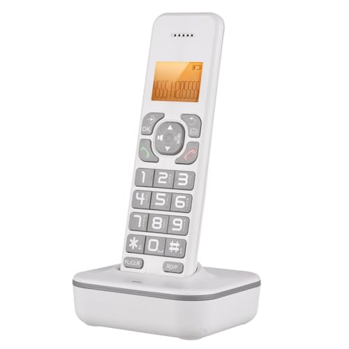 Fangxuee Teléfono Inalámbrico D1102B con Contestador Automático, Identificador de Llamadas y Llamada en Espera, Pantalla LCD Retroiluminada de 1,6 Pulgadas, 3 Líneas, Enchufe Europeo