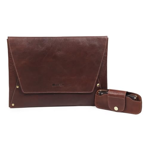 MaheTri Urban Craft Leather Laptop Sleeve & Sunglass Combo | Genuine Leather Laptop Cover Case | Slim Protective Laptop Sleeve Upto 15" (Diagonally) | Stylish & Travel Laptop Case