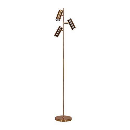 LDDLEI Lampadaire LED Vintage, Lampe à Pied Design rétro, 3 Spots orientables, Ampoules GU10 LED ou halogène, Hauteur 155cm Lampadaire avec Interrupteur au Pied sur câble