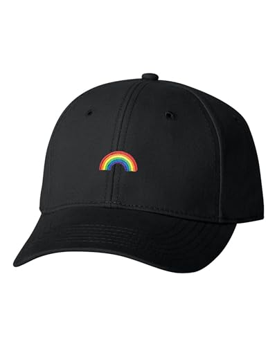 One Size Black Baseball Rainbow Embroidered Dad Hat Structured Cap