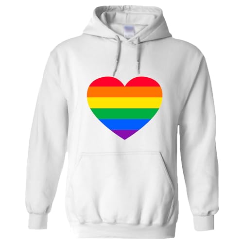 Sweat à capuche LGBTQ homme cadeau idéal Gay Pride motif cœur multicolore blanc