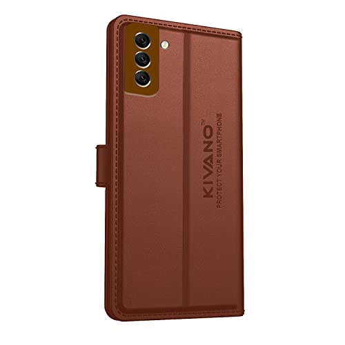 Image of KIVANO Compatible with Samsung Galaxy S21 FE 5G Flip Cover | Leather Finish | Inside Pockets & Inbuilt Stand | Shockproof Wallet Style Magnetic Closure Back Cover Case