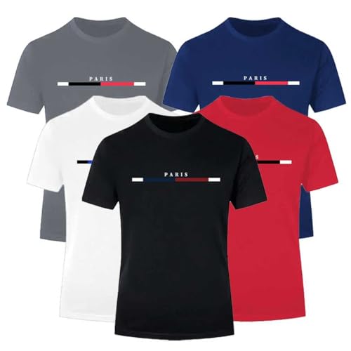 Men's Summer Sports T-Shirts, Breathable Athletic Performance Printed Design, Short Sleeve, 5 Pack