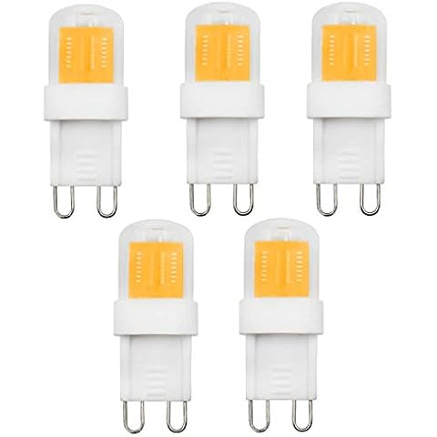 G9 LED Ceramic Base Light Bulbs Small Size 2W Equivalent to 20W 25W 28W Halogen Bulbs Clear Capsule 230V Replacement for Hood Light Ceiling Light Fittings G9 Bi-Pin Base Warm White 3000K (5 Pack) Cover