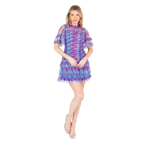 Robe mini col haut silhouette sublimée en tulle extensible pour morphologie variée