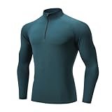 Ruowuhen Camiseta Compresion Hombre Manga Larga Transpirable Secado Rápido Camiseta Entrenamiento Base Layer para Correr Ejercicio Gimnasio Verde XXL