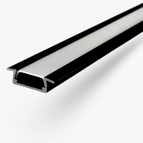 Evotrade Inbouwkanaal voor LED-strips (max. 10 mm) aluminium profiel met afdekking - 2 meter - afwerking selecteerbaar + LED-strips (per meter) (zwart)