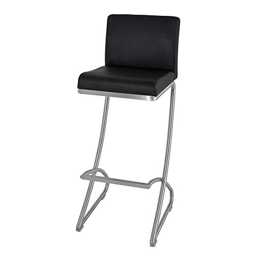 Preisvergleich Produktbild Haku Möbel Barhocker aus Edelstahl / echtem Leder, Schwarz, 2er-Set