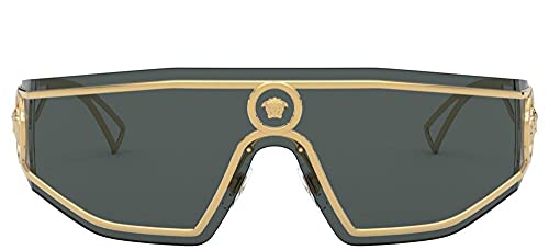Versace VE 2226 100287 Gold Metal Shield Sunglasses Grey Lens2