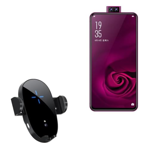 BoxWave Car Charger Compatible with Elephone U2 - Wireless Charging Auto Mount (15W), Qi Wireless Car Charger Stand Mount Air Vent - Black