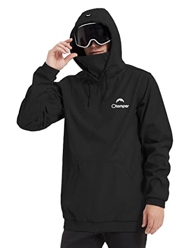 Otemper Mens Fashion Hoodie with Pass Card Pocket and Front Pocket Pullover Hoodie for Men with Drawstring Polyester Elastic Fabric-Black-Small Cover