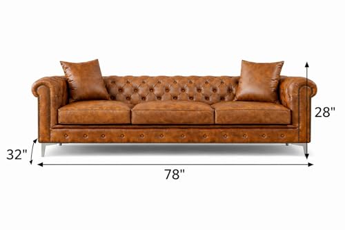 Image of Luxury Sofa Set Luxury Chesterfield Sofa in for Home Living Room & Office (3-Seater-Brown)