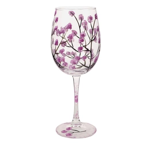 TOYZFRIENDY Copa de Vino Pintada a Mano de Cristal 464 Ml, Color Primavera, Diseño Artístico Tallo, Adecuado para Obsequio y Decoración en Cumpleaños y Aniversarios