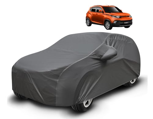 Image of Auto Hub Waterproof Car Cover Compatible with Mahindra KUV100 with Mirror Pockets, Soft Cotton Lining, KUV100 Car Cover Waterproof, Grey