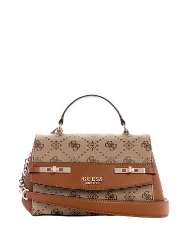 GUESS womens Melinda Logo Top Handle Flap Latte Logo One size