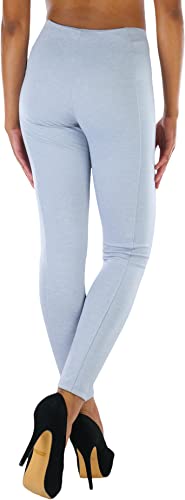 Tobeinstyle Women’s Comfortable Ponte Leggings High Waisted Slim Fit Pants - Heather Gray - Large #TOP1