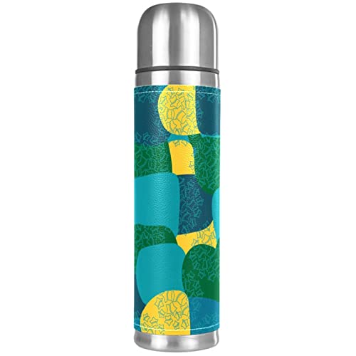 Stainless Steel Leather Vacuum Insulated Mug Abstract Thermos Water Bottle For Hot And Cold Drinks Kids Adults 16 Oz #TOP6