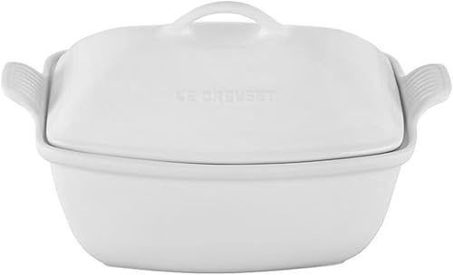 Miniatura 1 de Le Creuset Heritage Stoneware - Panadero profundo con tapa, 4.5 cuartos de galón., Blanco