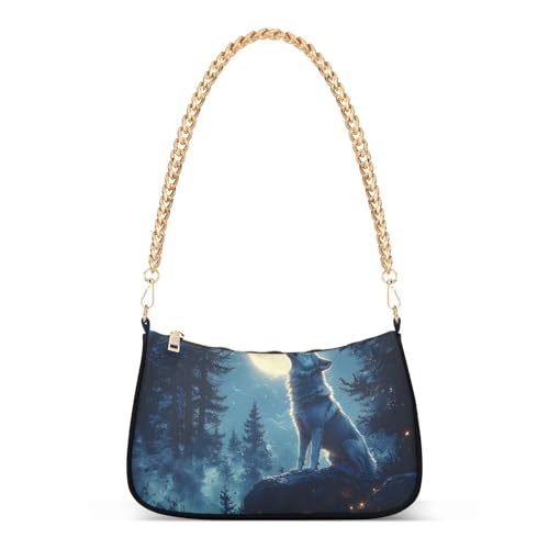 Sac à main motif loup M haut de gamme, cabas multicolore à chaîne