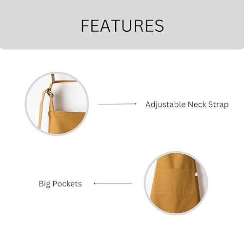 Image of Uni Plain Apron Title - 100% Cotton Kitchen Apron For Women & Men | Uni Plain, (28 inch X32 inch) | Durable Apron with Spacious Pocket - Perfect Kitchen Set for Home or Professional Use