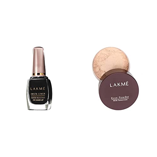 Image of LAKME Insta Eye Liner, Black, 9Ml And Lakme Rose Matte Face Powder, Soft Pink, 40G