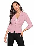 Hybrid & Company Women's Lightweight Casual Work Office Hot Pink Stretch Ponte Cardigan Blazer Jacket JK1131 Blush Medium