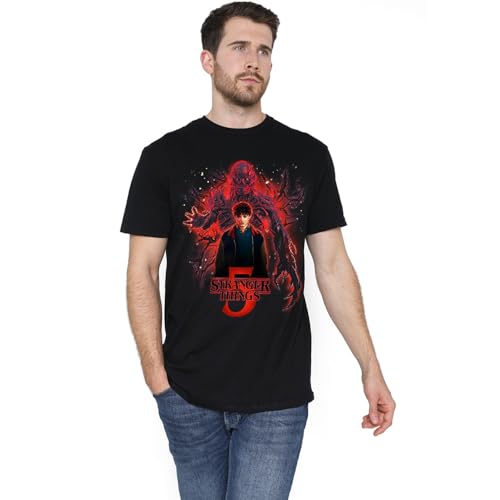 T-shirt Stranger Things 5 Will et Vecna noir en coton pour fan de série