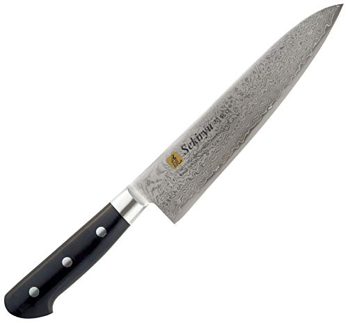 Sekiryu Vg10 - Cuchillo de cocina (acero de Damasco de 33 capas y acero de carbono alto, mango ergonómico, hoja de 180 mm)
