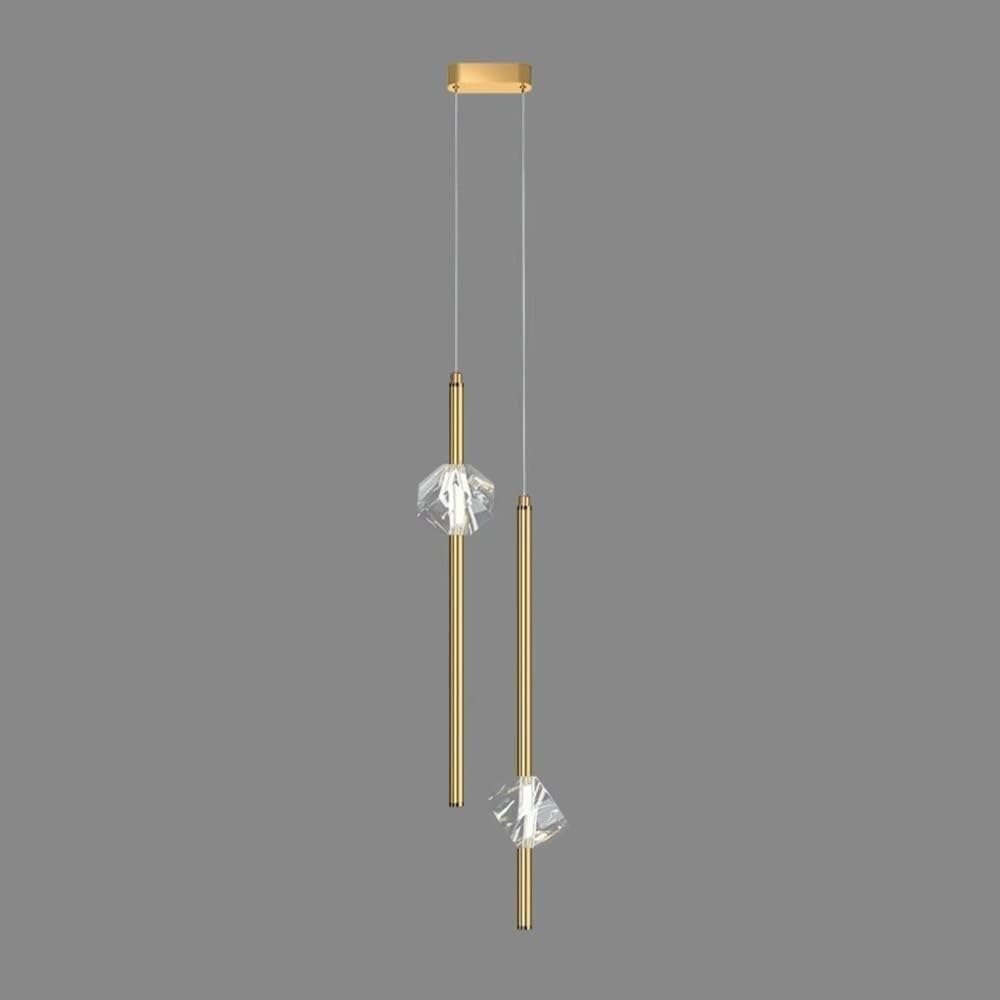 Lustre en cristal et laiton brossé haut de gamme pour îlot de cuisine chic