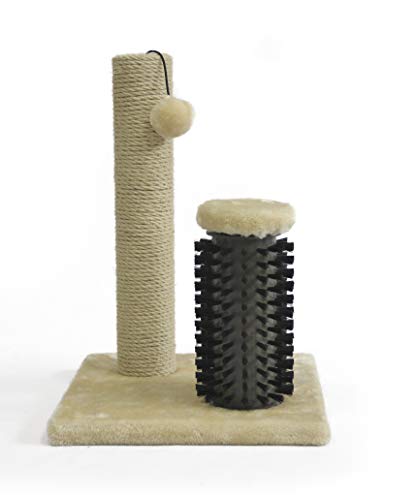 Amazon Basics Cat Scratcher - Indoor Classic Single Cat & Kittens Scratching Post with Brush, Small (16.5" H) - Beige - Image 4