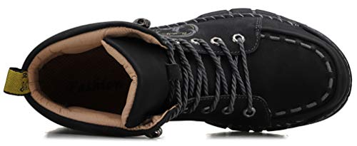 Honeystore Men's Boots Lace-up Booties British Plus Size Motorcycle Shoes2