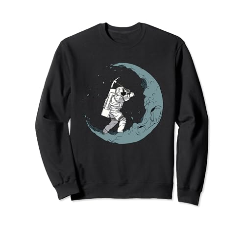 Astronaut Mining Moon With Pickaxe Graphic Sweatshirt