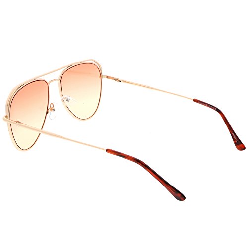 zeroUV - Modern Open Metal Double Crossbar Gradient Flat Lens Aviator Sunglasses 55mm4