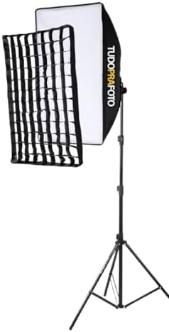 Kit Iluminação Softbox 50x70cm Grid Soquete E27 com Tripé 1,90m p...