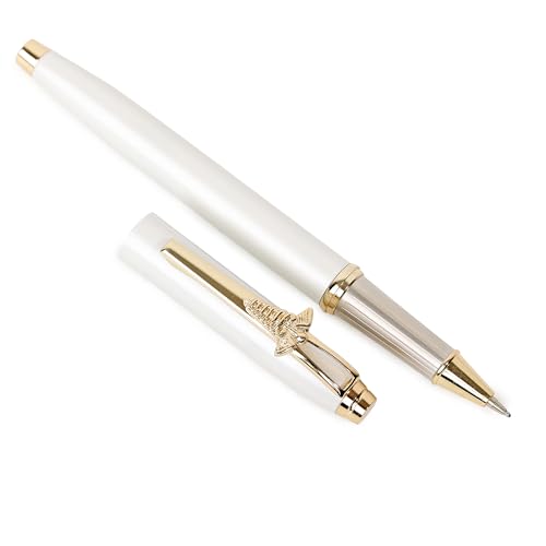 Image of 20784 Luxury Roller Ball Pen White Metal Body With Golden Doctor Logo Clip & Trim, Gift Set for Men & Women, Executives with High End Gift Box.