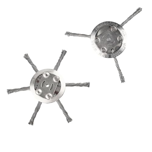 MOKIDO 2 Stück Unkrautbürste für Rasentrimmer, 6 & 3 Kopf Drahtbürste Freischneider, Grasschneidekopf aus Stahldraht, Motorsense Zubehör, für Makita Akku Trimmer, Easy Trimmer Ersatz
