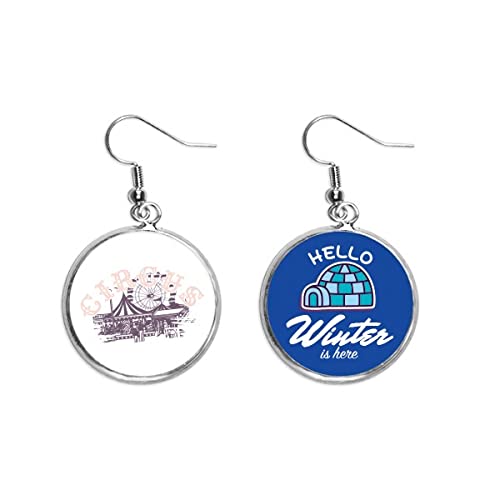Pendientes de gota de circo con acabados de joyería fina y detalles de invierno
