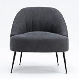 Accent Chair, Upholstered Accent Armchairs with Black Metal Legs, Occassional Chair Upholstered Chai