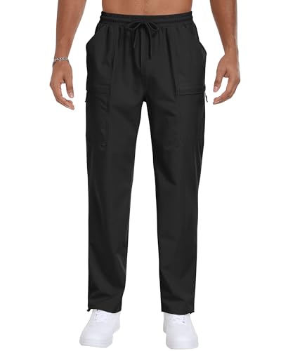 Men's Casual Cargo Pants Workout Sweatpants Joggers Stretch Hiking Drawstring Tactical Trousers4