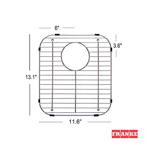 Franke Sink Protection Grid in Stainless Steel with Rear Drain, FGD75, 13.125" x 11.625" x 1.25"