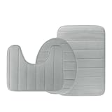 IBACO Juego de alfombras de baño Antideslizantes y absorbentes, Alfombrilla de baño de poliéster de Felpa Suave, Alfombra en Forma de U, Suelo Rectangular, 3 uds.