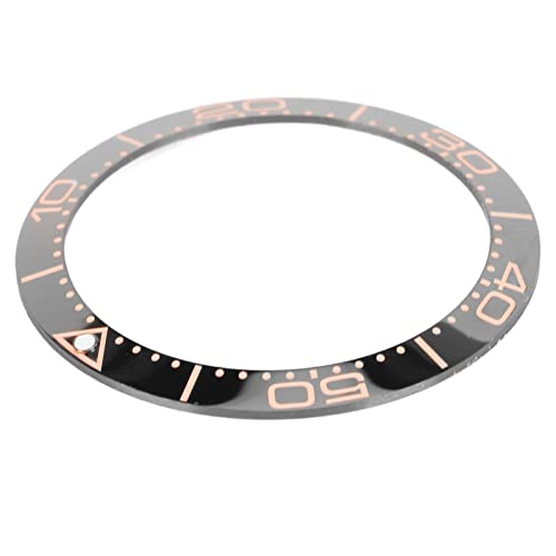 Professional 38mm Watch Bezel Insert Replacement Parts Accessory for Watchmaker,Ceramic Watch Bezel Ring (Rose Font Black Background)