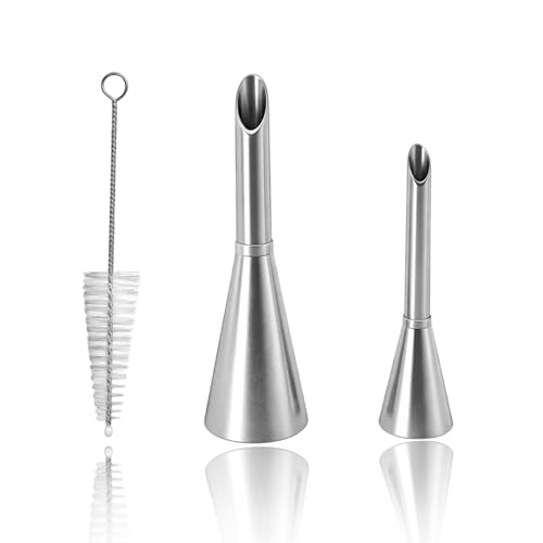 2 pièces douilles de remplissage, longues douilles pour garnir pâtisseries et desserts, pour confiture, crème et chantilly, acier inoxydable, pour poche à douille, avec brosse