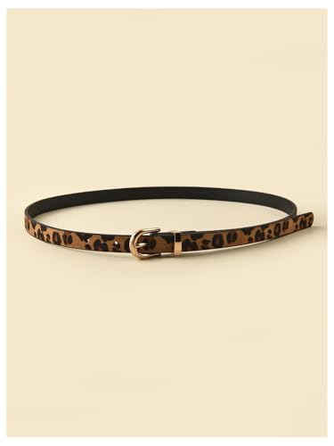 COZYEASE Women's Leopard Print Belt PU Leather Waist Belts Metal Buckle Y2k Skinny Belt2